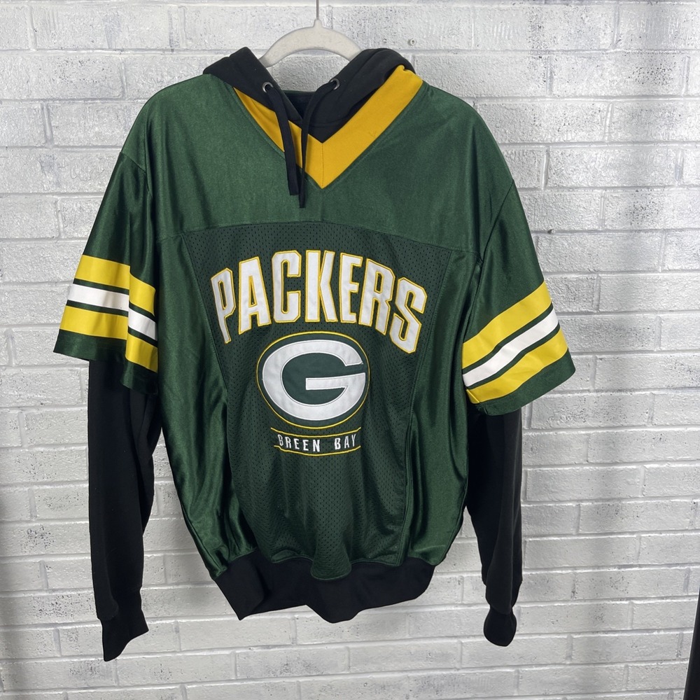 NFL Green Bay Packers Jersey Heavyweight Hoodie Mens M Layered Football